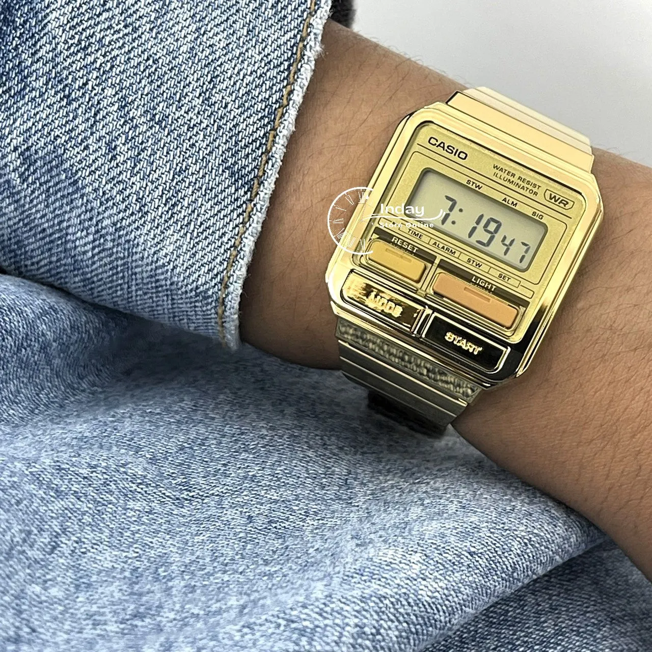 Casio Vintage Women's Watch A120WEG-9A Resin Glass Stainless Steel Band Adjustable Clasp