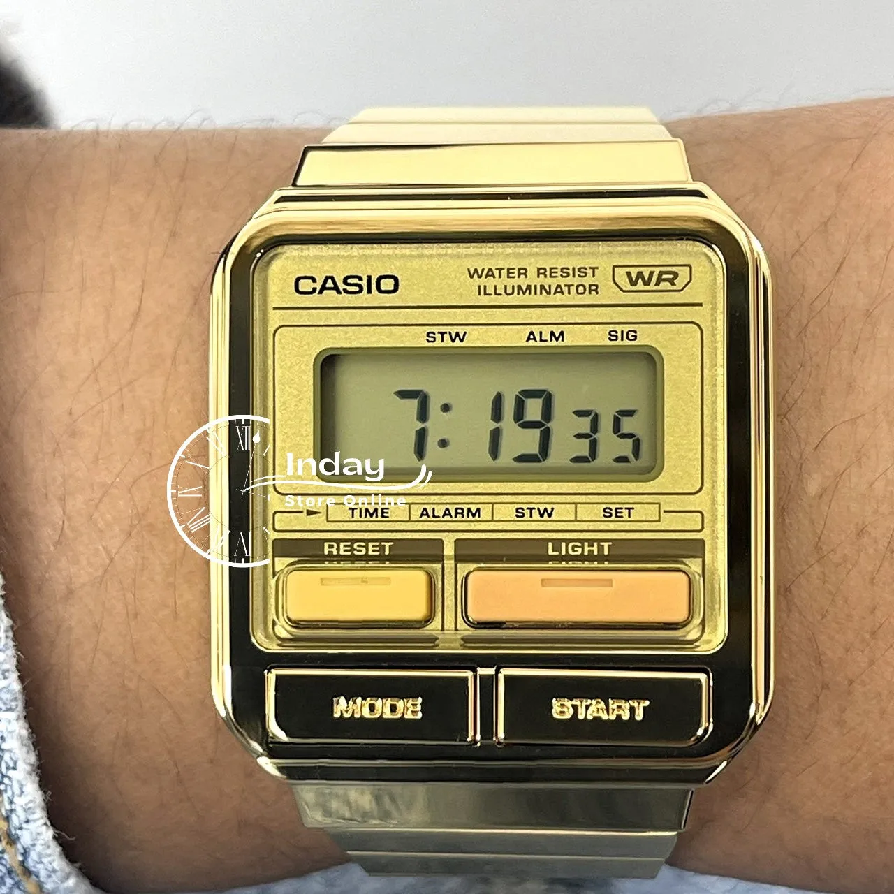Casio Vintage Women's Watch A120WEG-9A Resin Glass Stainless Steel Band Adjustable Clasp