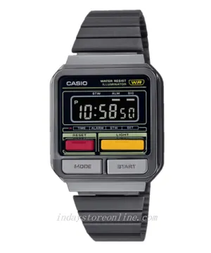 Casio Vintage Women's Watch A120WEGG-1B Resin Glass Stainless Steel Band Adjustable Clasp
