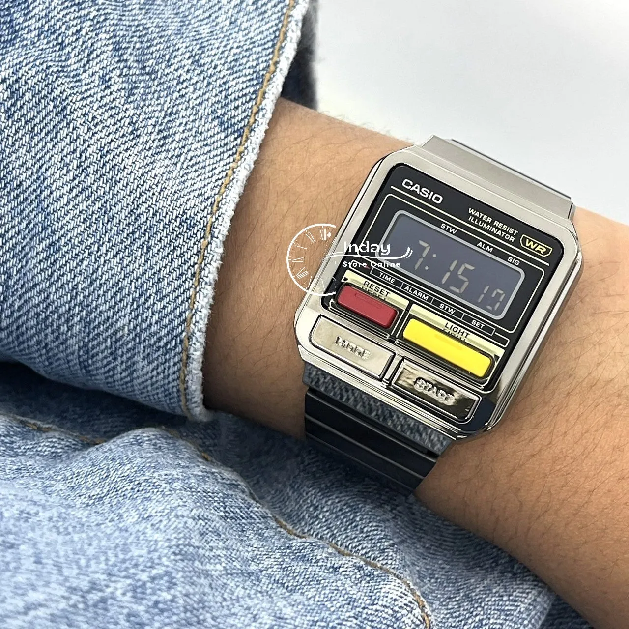 Casio Vintage Women's Watch A120WEGG-1B Resin Glass Stainless Steel Band Adjustable Clasp