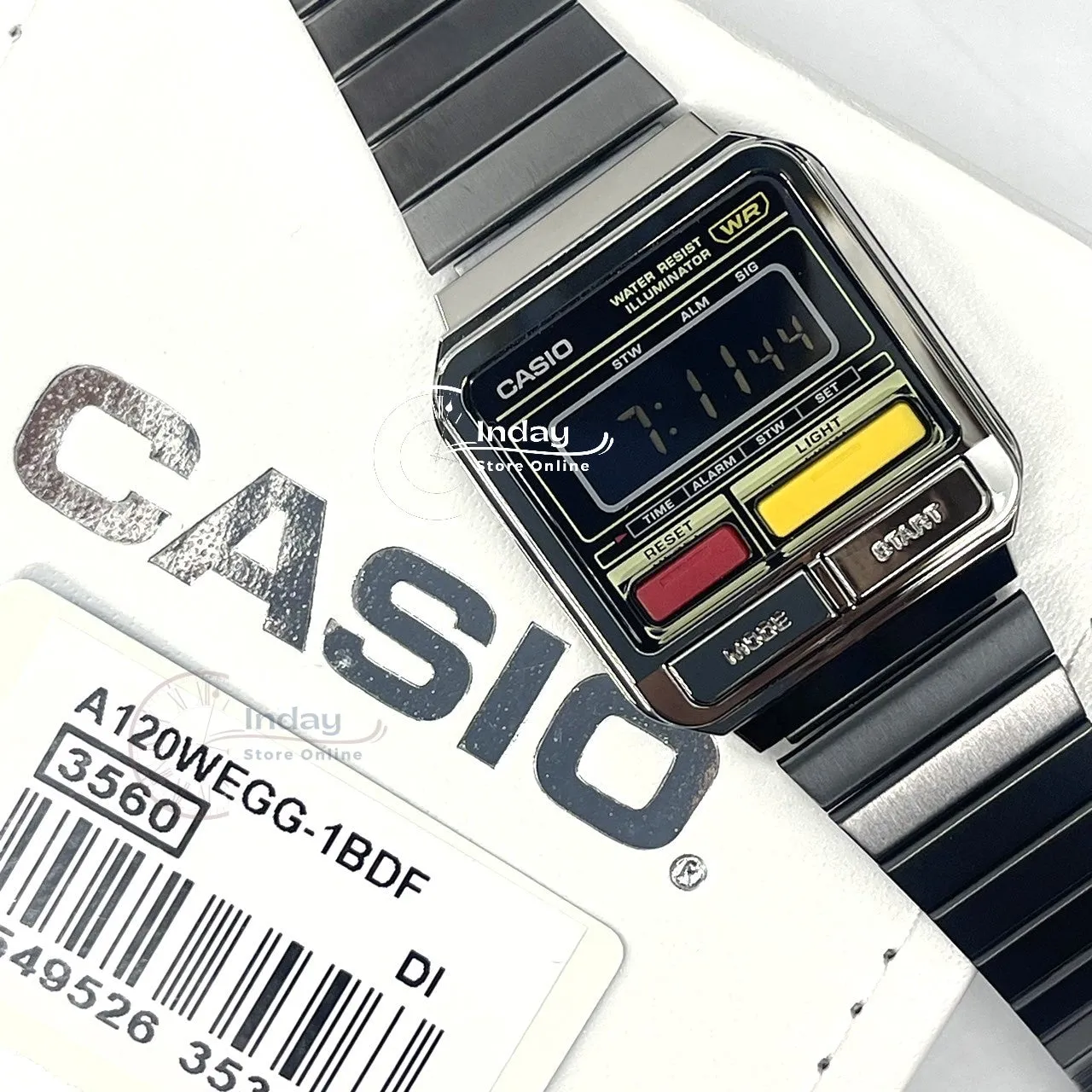 Casio Vintage Women's Watch A120WEGG-1B Resin Glass Stainless Steel Band Adjustable Clasp