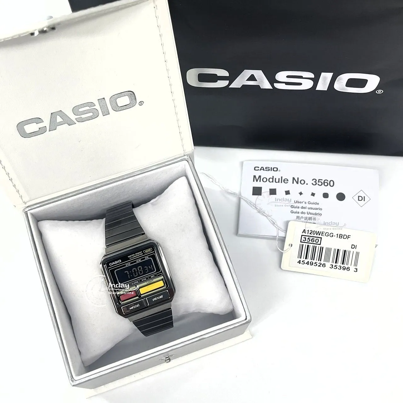 Casio Vintage Women's Watch A120WEGG-1B Resin Glass Stainless Steel Band Adjustable Clasp