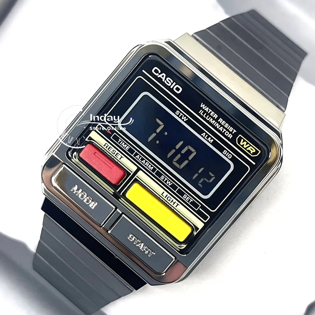 Casio Vintage Women's Watch A120WEGG-1B Resin Glass Stainless Steel Band Adjustable Clasp