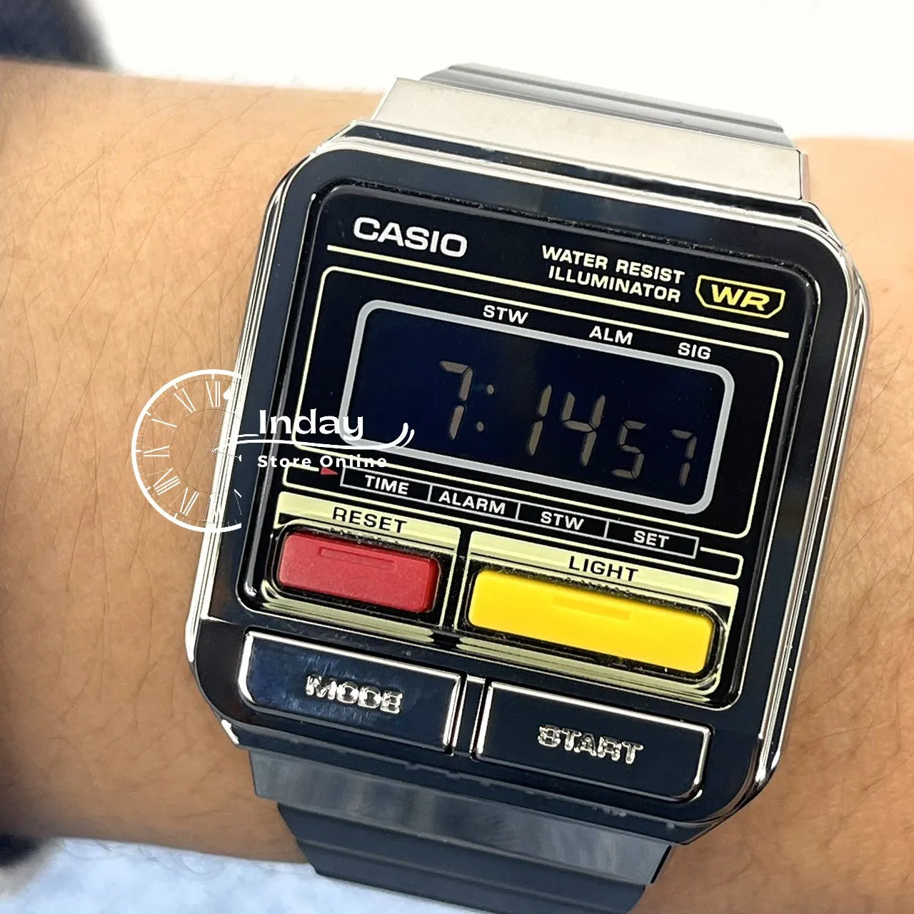 Casio Vintage Women's Watch A120WEGG-1B Resin Glass Stainless Steel Band Adjustable Clasp