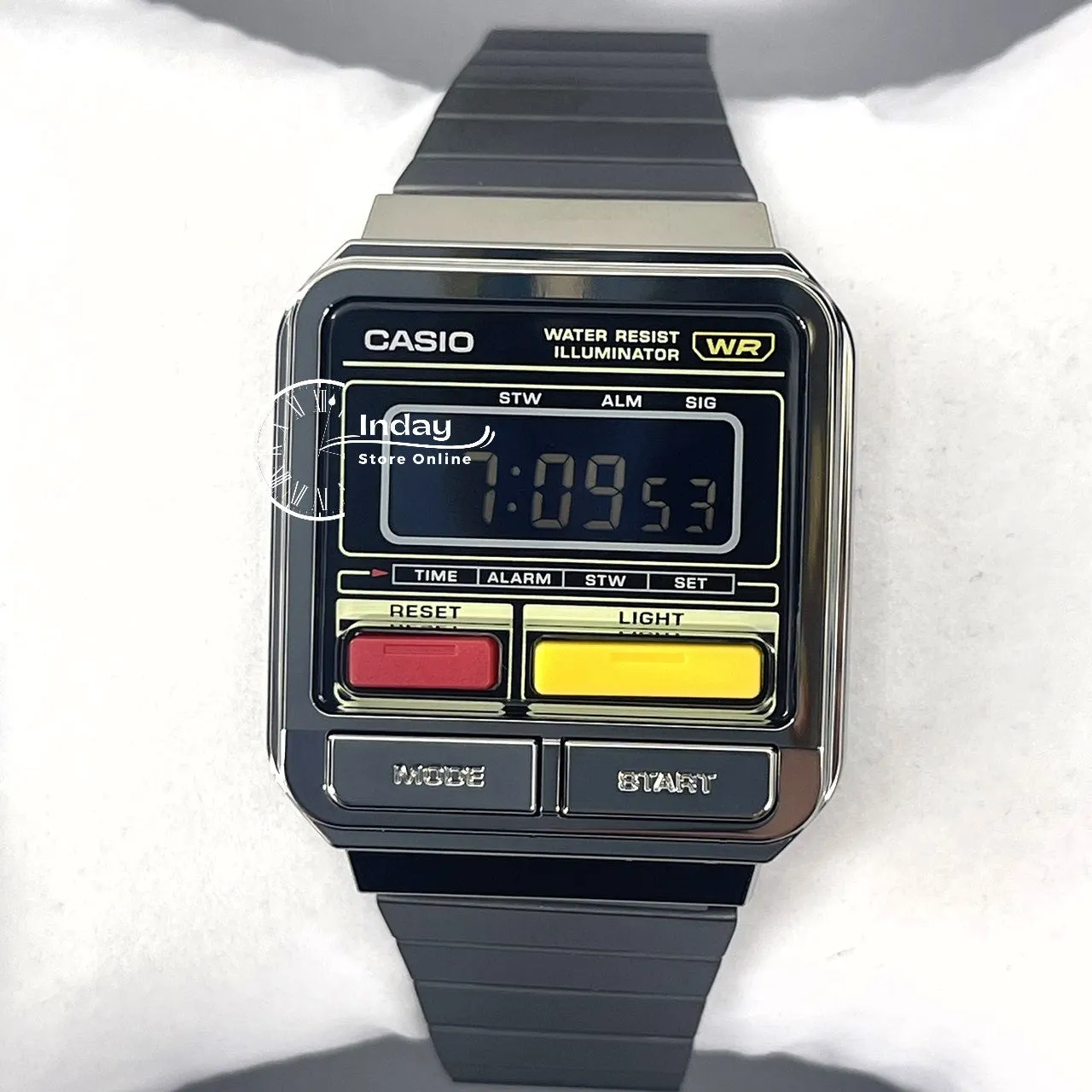 Casio Vintage Women's Watch A120WEGG-1B Resin Glass Stainless Steel Band Adjustable Clasp