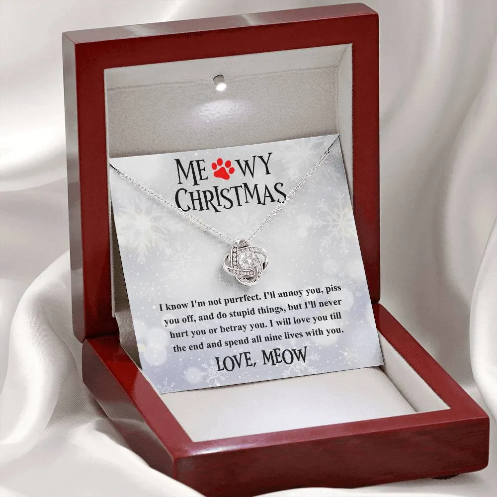 Cat-Meowy Christmas Love Knot Necklace