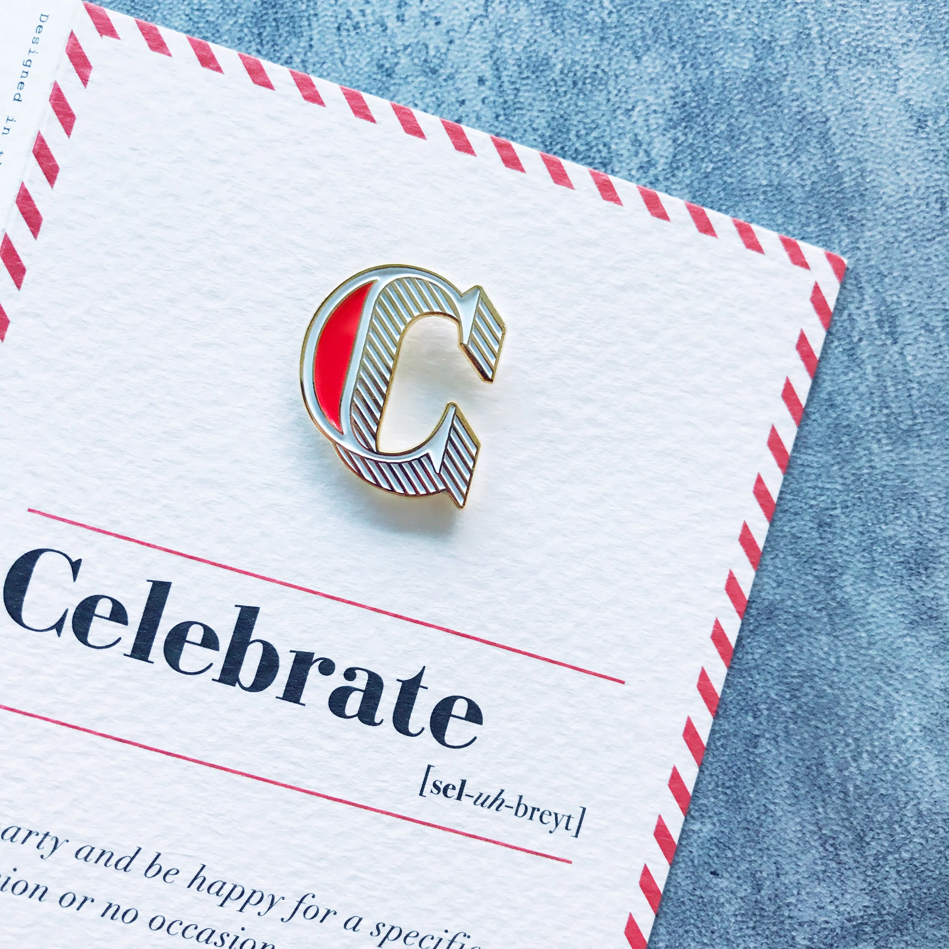 C/Celebrate Pin Badge and Card