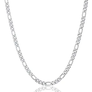 ChainsPro Men 3mm Figaro Chain Necklace, 316L Stainless Steel/Gold Plated/Black, 18"-30"