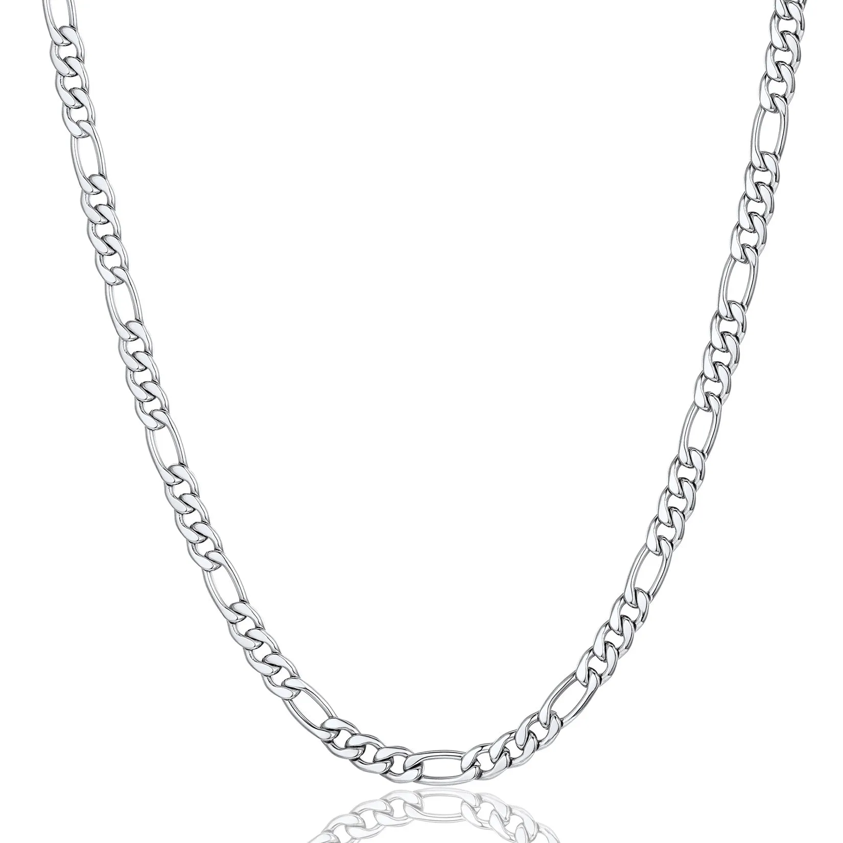 ChainsPro Men 3mm Figaro Chain Necklace, 316L Stainless Steel/Gold Plated/Black, 18"-30"