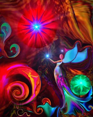 Chakra Angel Energy Healing Art Print, Spiritual Wall Decor -  "Gratitude"