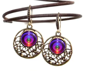 Chakra Art Earrings, Handcrafted Jewelry with Rainbow Energy Art - "Chakra Alignment"