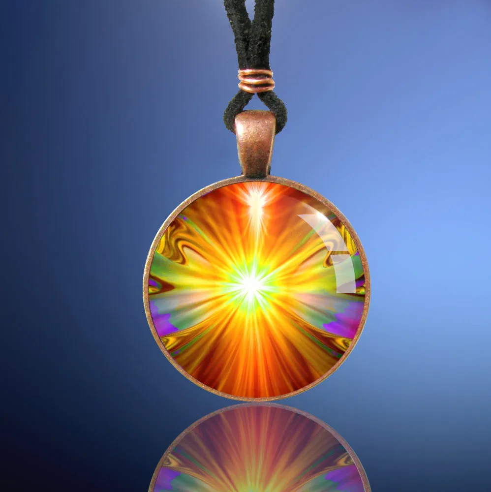 Chakra Art Handmade Necklace, Reiki Energy Jewelry, Metaphysical Artwork - "Light Being"
