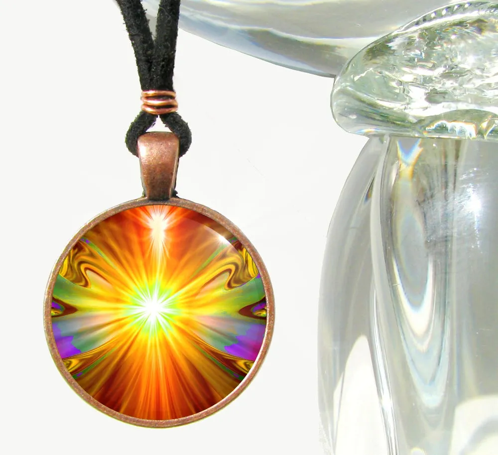 Chakra Art Handmade Necklace, Reiki Energy Jewelry, Metaphysical Artwork - "Light Being"