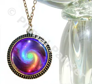 Chakra Art Necklace, Rainbow Swirl Reiki Energy Jewelry - "Rainbow Swirl"