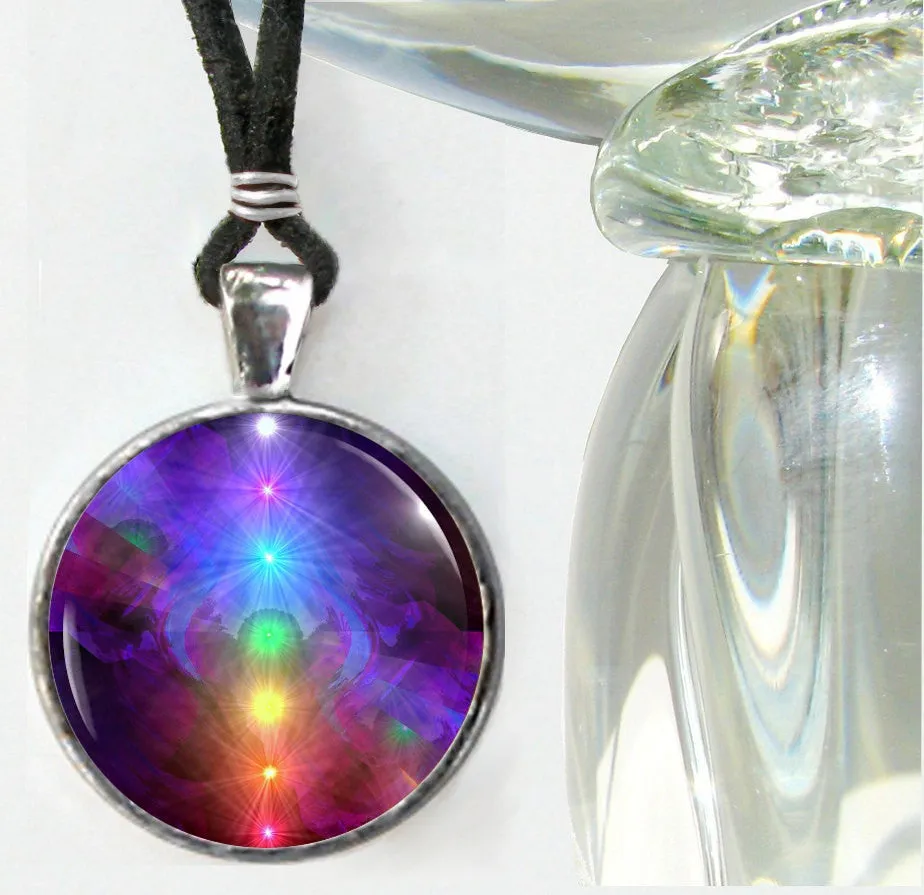 Chakra Art Rainbow Necklace, Metaphysical Artwork - "Chakra Healing"