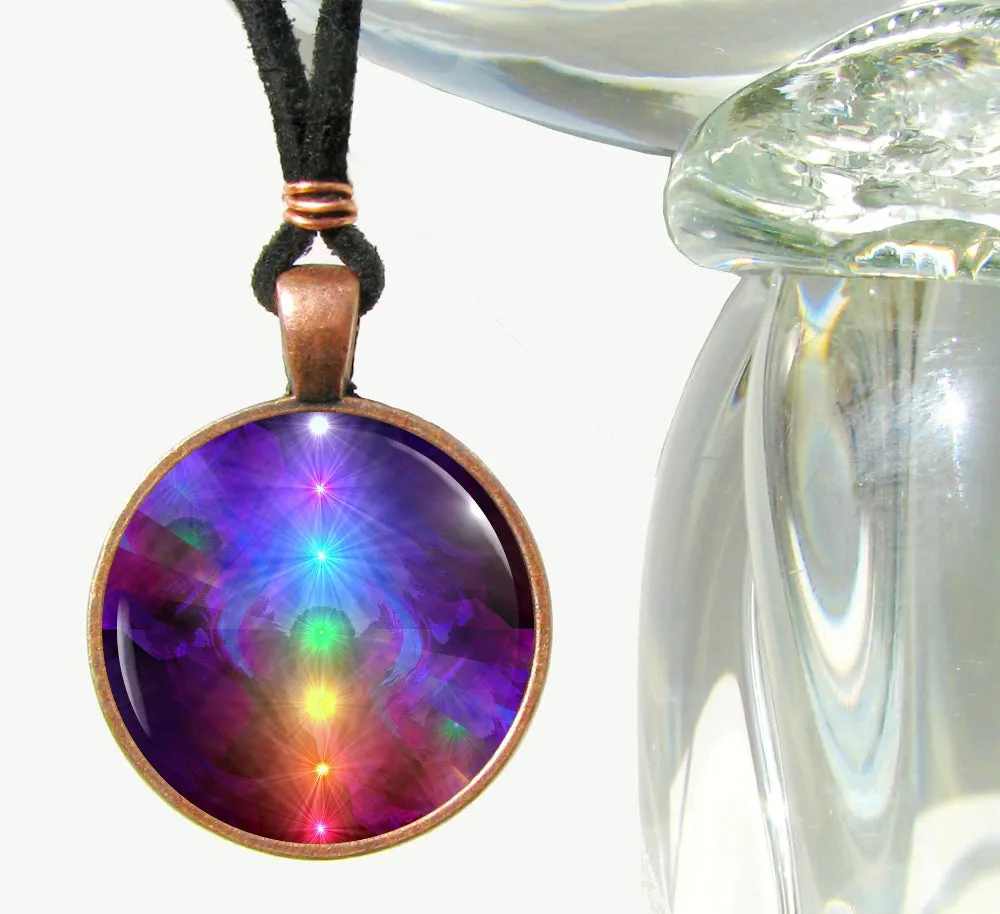 Chakra Art Rainbow Necklace, Metaphysical Artwork - "Chakra Healing"