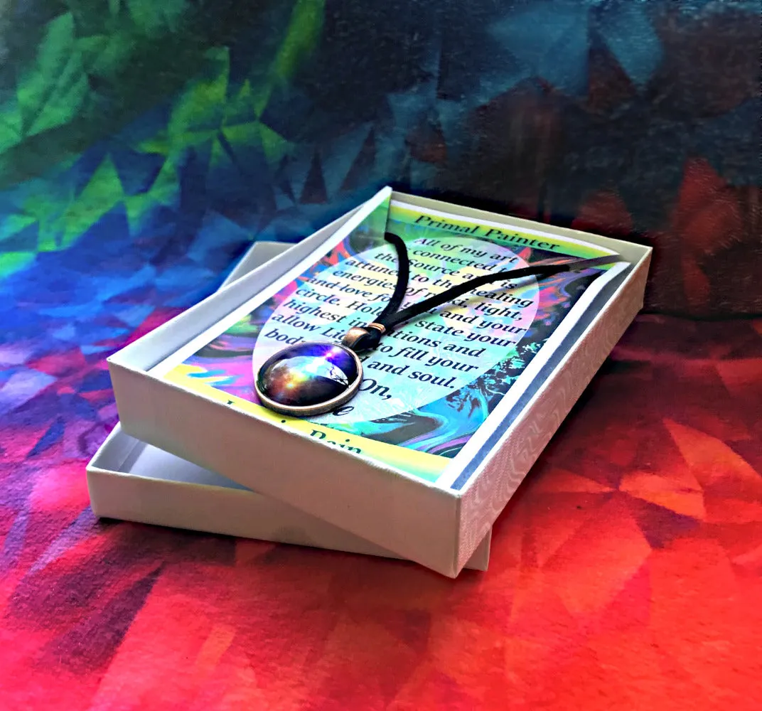 Chakra Art Rainbow Necklace, Metaphysical Artwork - "Chakra Healing"