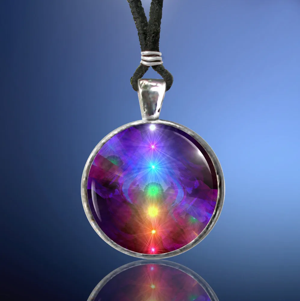 Chakra Art Rainbow Necklace, Metaphysical Artwork - "Chakra Healing"