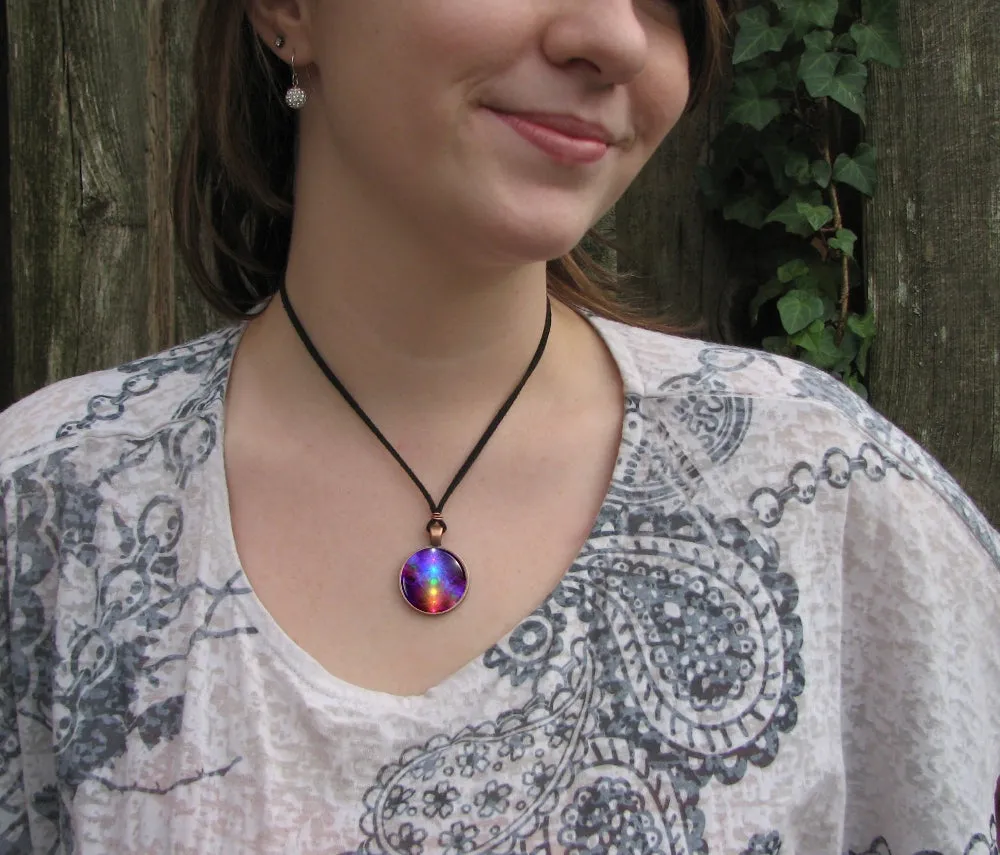 Chakra Art Rainbow Necklace, Metaphysical Artwork - "Chakra Healing"