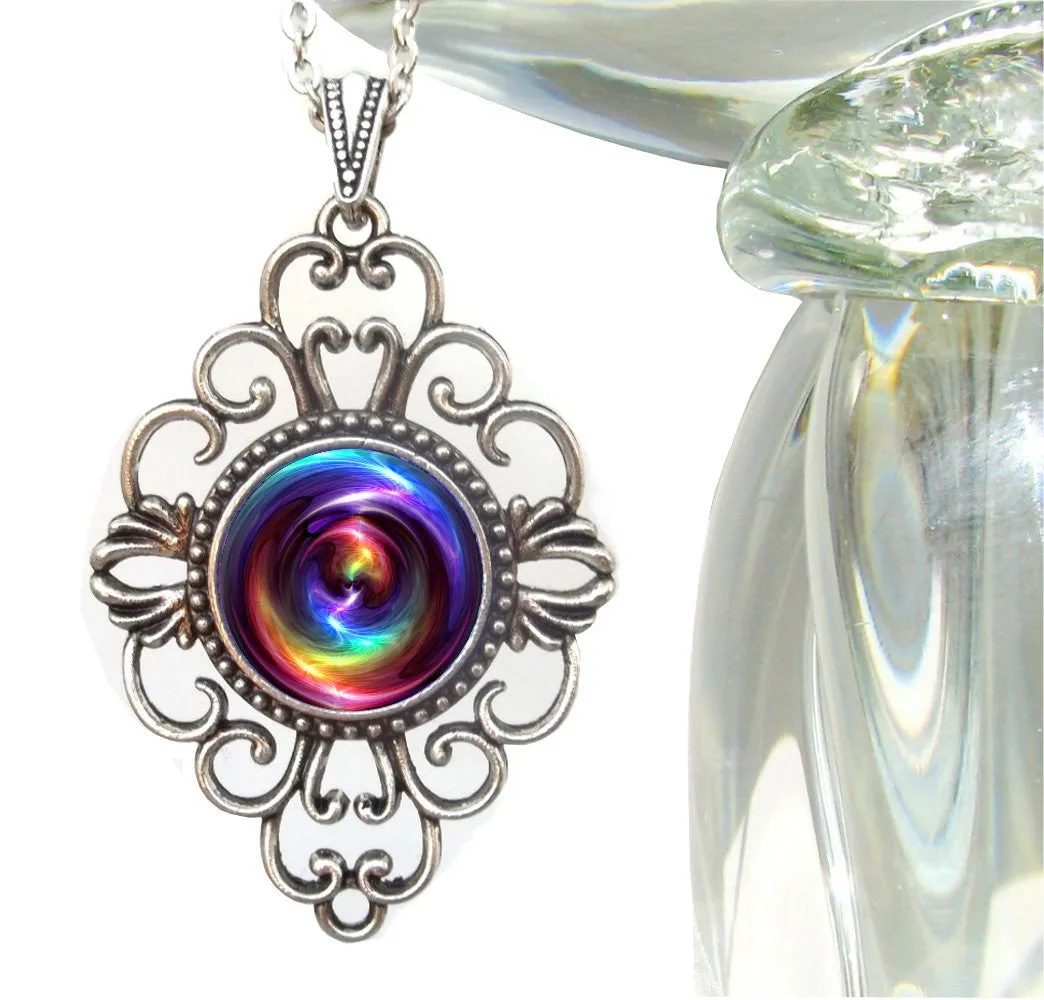 Chakra Art, Reiki Healing, Unique Jewelry, Gypsy Necklace, "Chakra Swirl"
