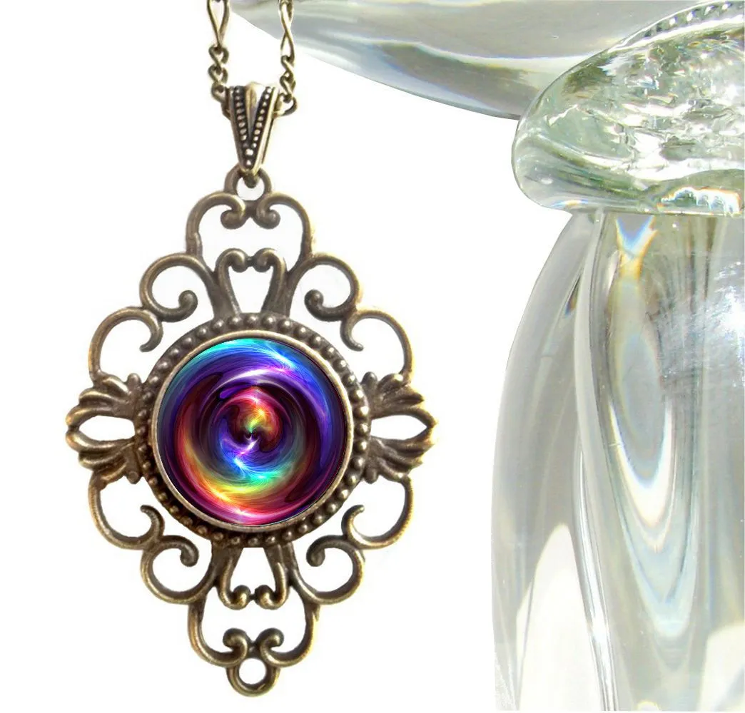 Chakra Art, Reiki Healing, Unique Jewelry, Gypsy Necklace, "Chakra Swirl"