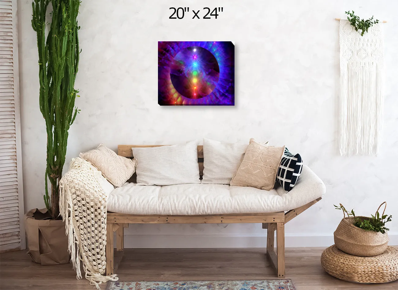 Chakra Art Stretched Canvas, Rainbow Wall Decor - "Chakra Healing"
