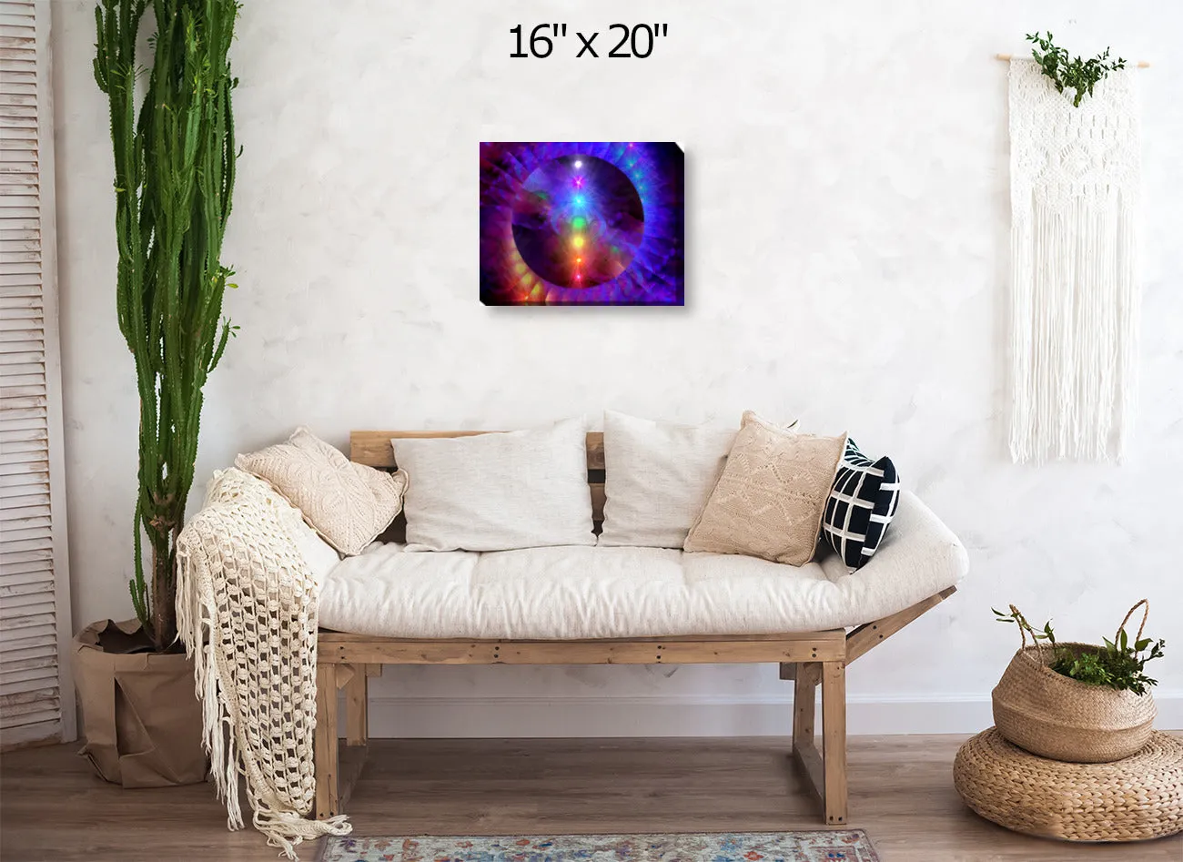 Chakra Art Stretched Canvas, Rainbow Wall Decor - "Chakra Healing"