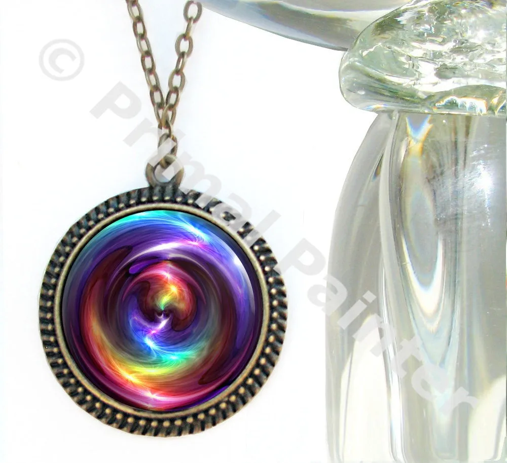 Chakra Swirl Necklace, Energy Jewelry, Metaphysical Lightworker Pendant