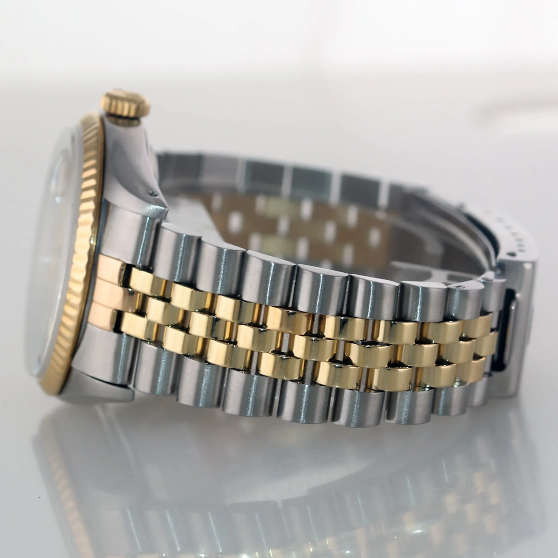 Champagne Tapestry Rolex DateJust 16233 Two Tone 18k Gold & Steel Jubilee Watch