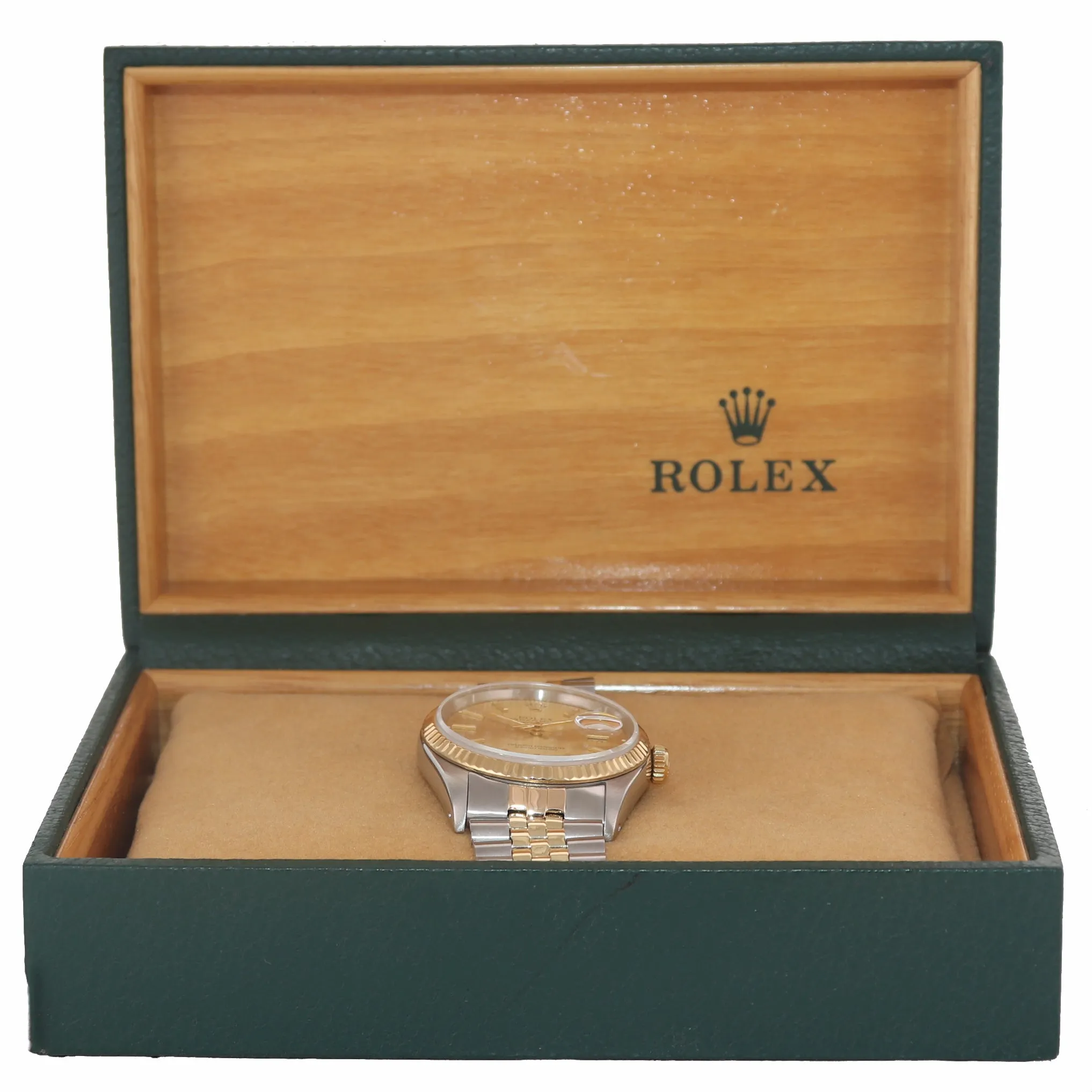 Champagne Tapestry Rolex DateJust 16233 Two Tone 18k Gold & Steel Jubilee Watch
