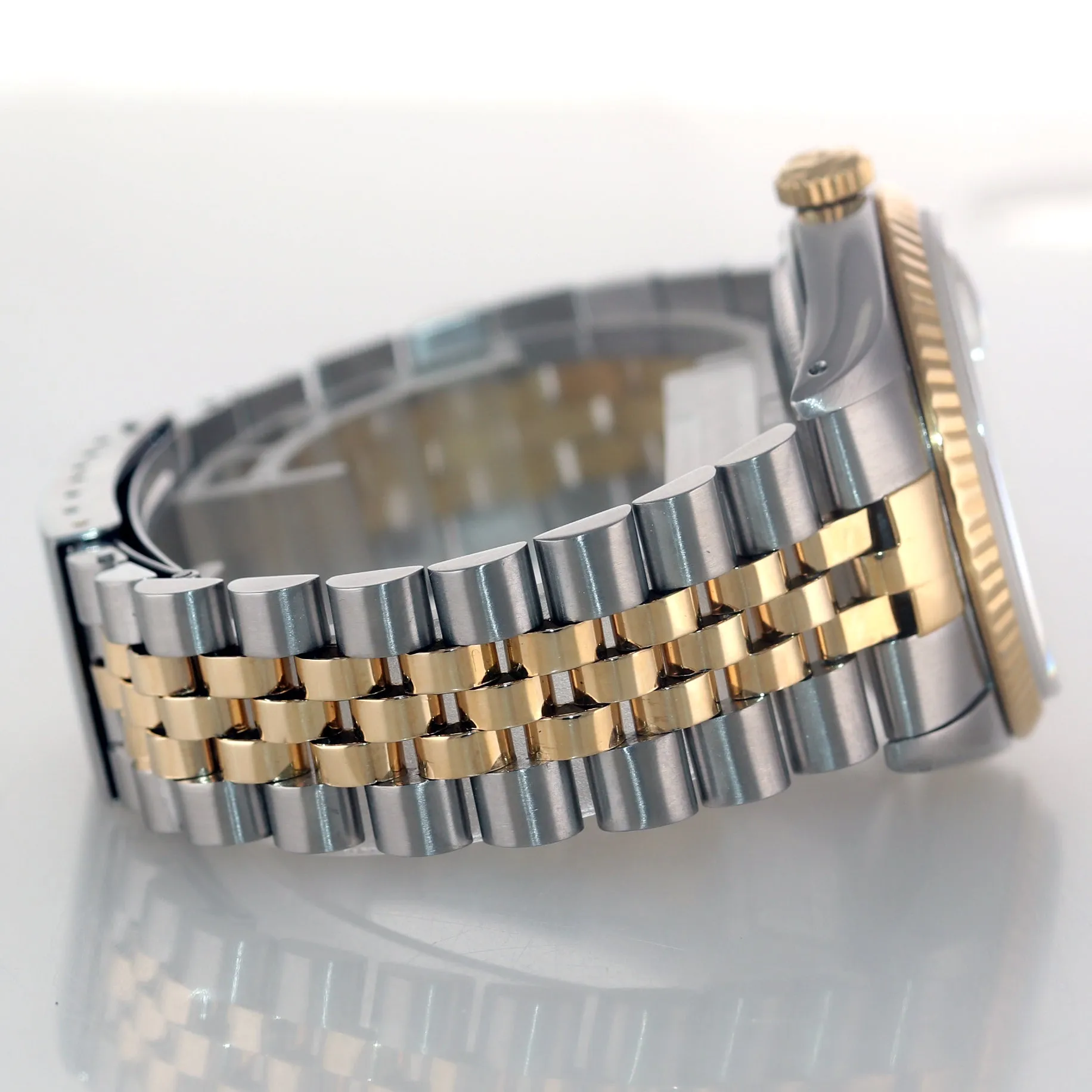 Champagne Tapestry Rolex DateJust 16233 Two Tone 18k Gold & Steel Jubilee Watch