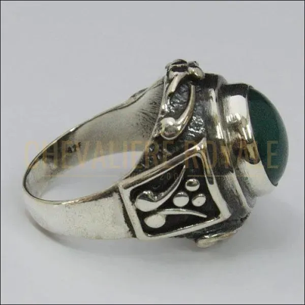 Chevalière pour homme en argent avec la pierre de motivation