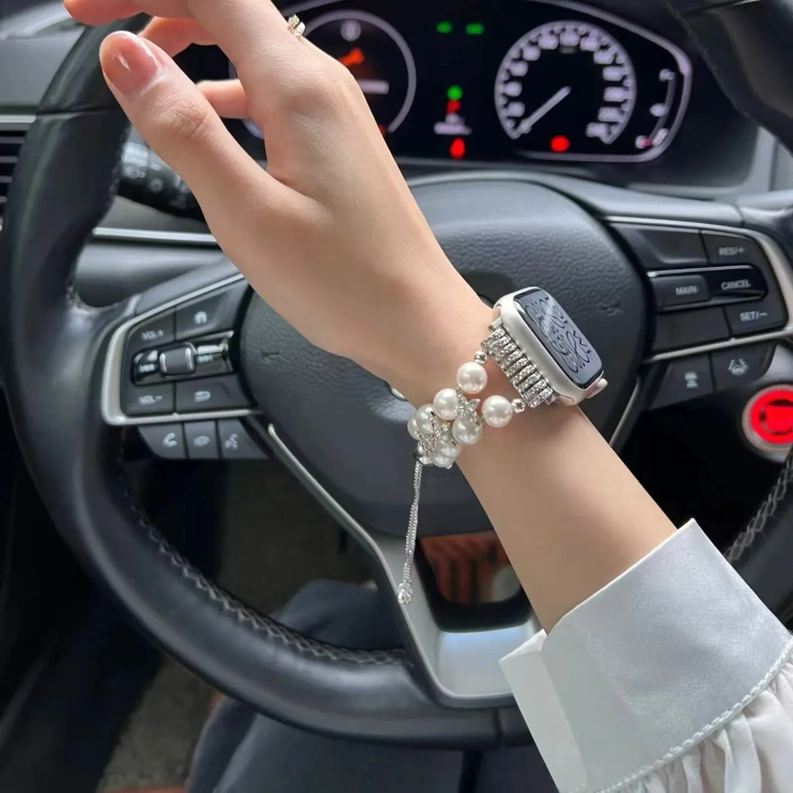 Chic Elegance Pearl Crystal Band for Apple watch