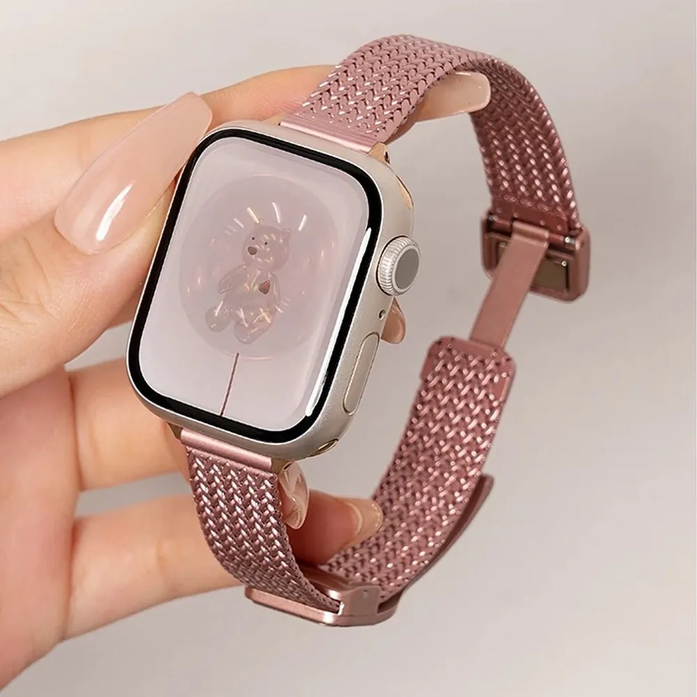 Chic Ultra-Thin Stainless Steel Apple Watch Band for Women