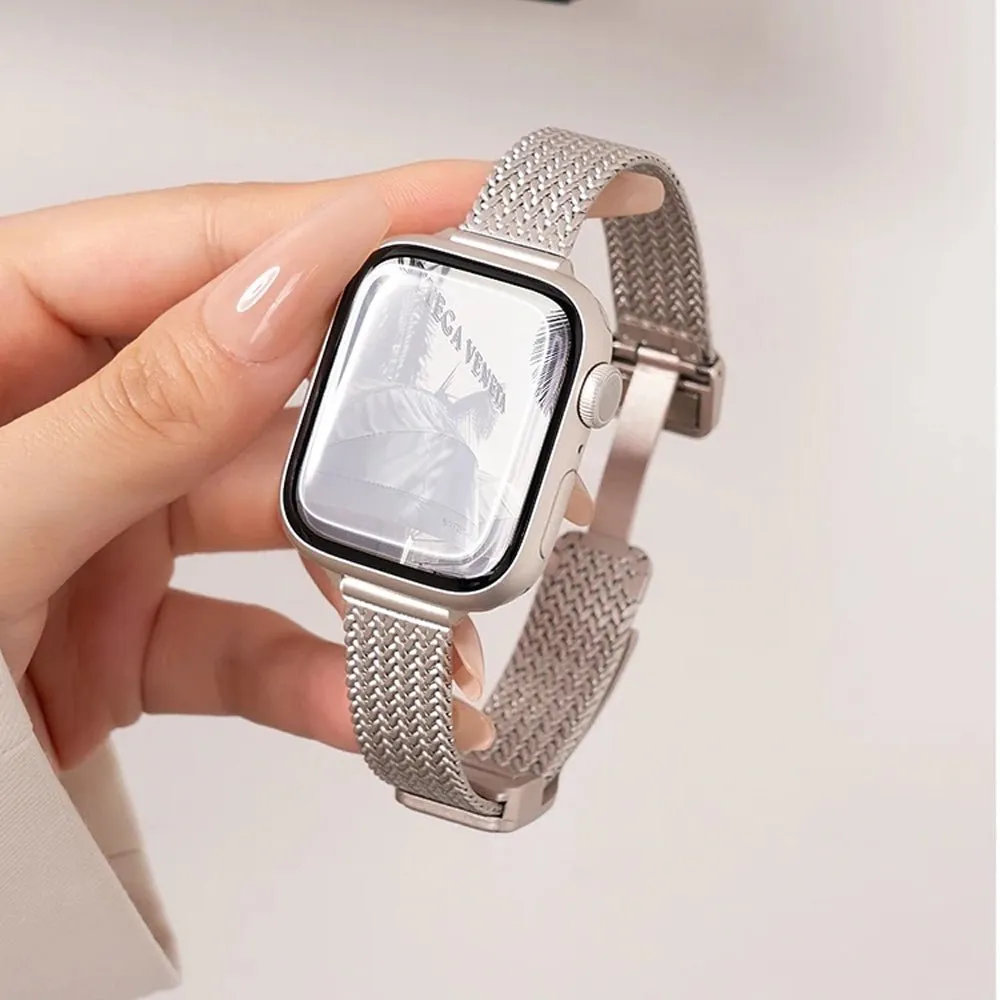 Chic Ultra-Thin Stainless Steel Apple Watch Band for Women