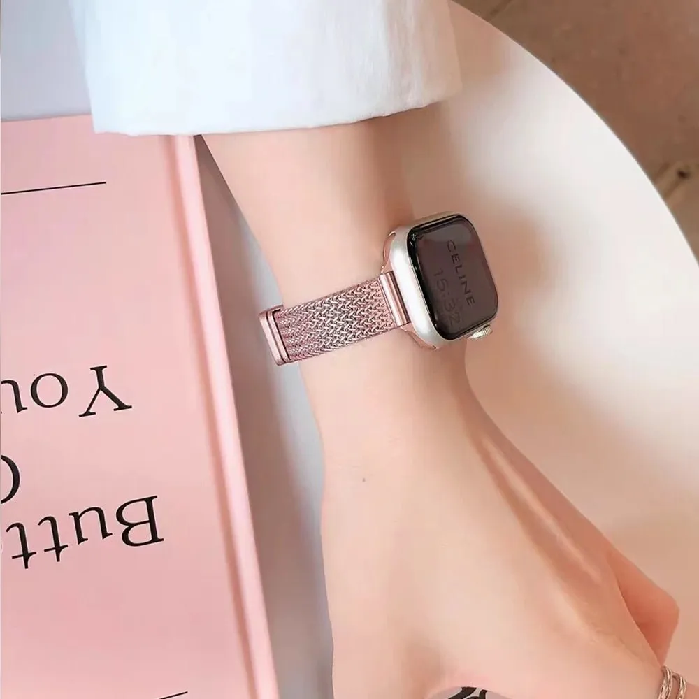 Chic Ultra-Thin Stainless Steel Apple Watch Band for Women