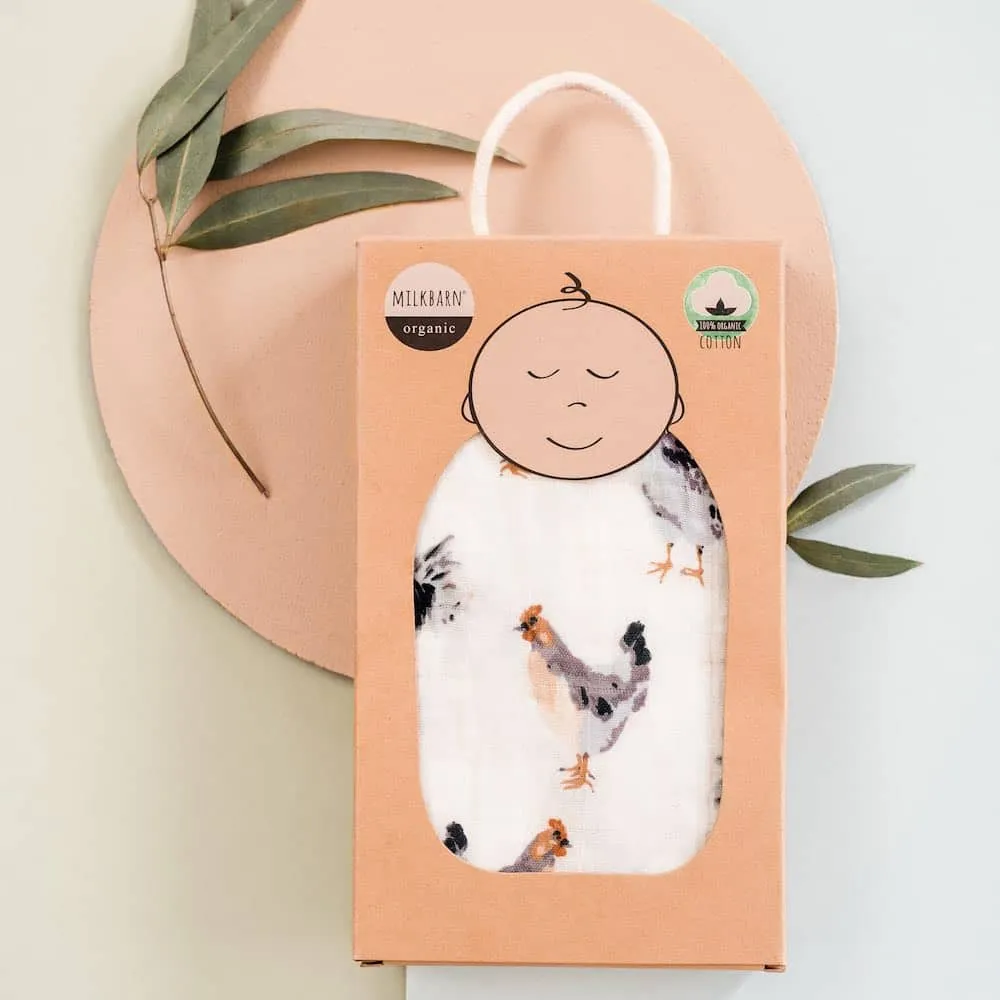 Chicken Organic Cotton Muslin Swaddle Blanket
