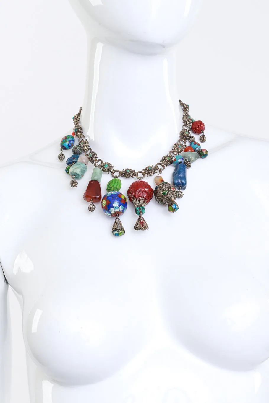 Chinese Import Bead Drop Charm Necklace