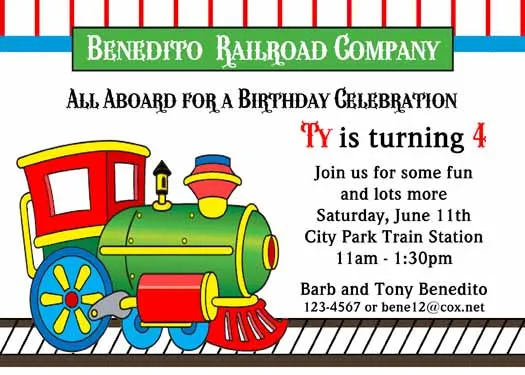 CHOO CHOO TRAIN CUSTOM INVITATION
