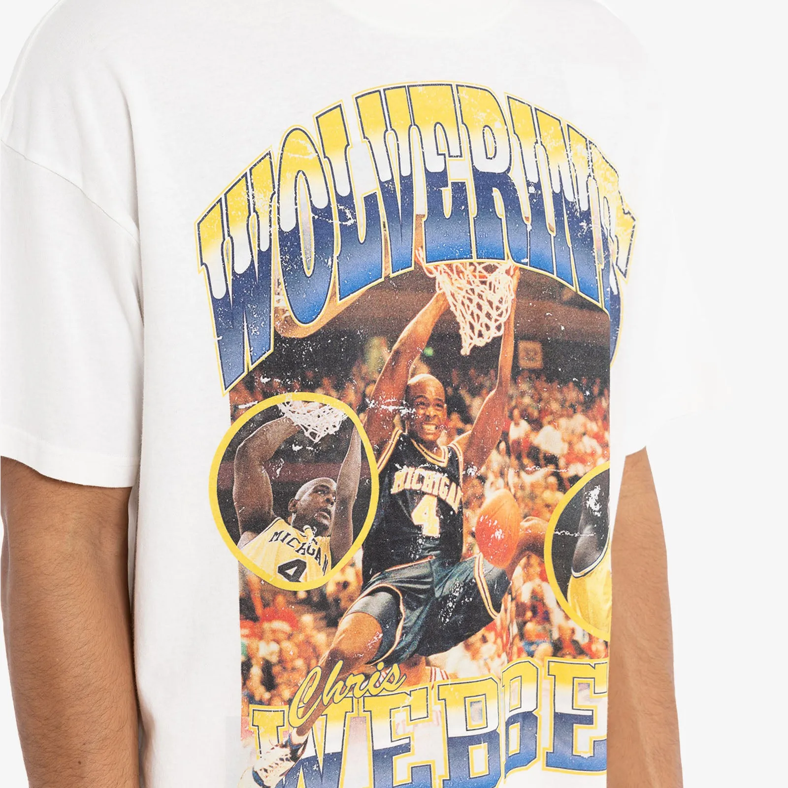 Chris Webber Michigan Wolverines Dunk NCAA Tee - Vintage White