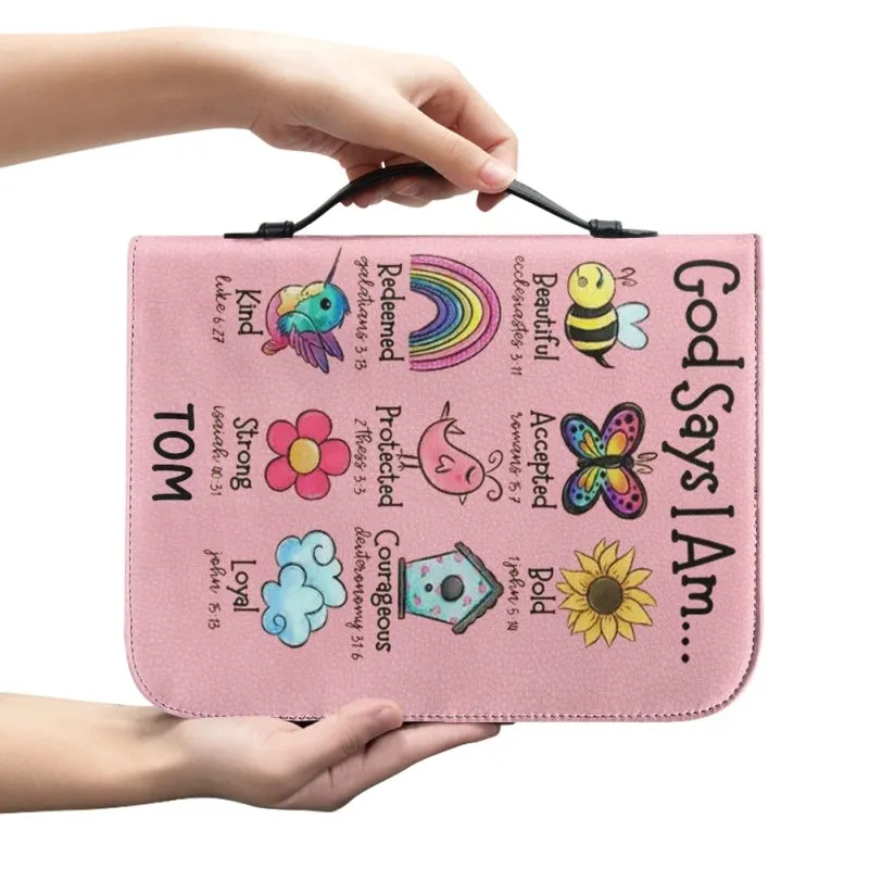 Christianartbag Bible Cover for Children, GOD Says I Am Bible Cover for Children, Cute Animal Bible Cover, Personalized Bible Cover, Bible Cover For Kids, Christian Gifts for Kids, CABCK01191023