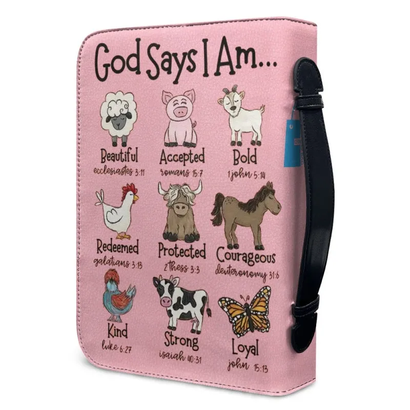 Christianartbag Bible Cover for Children, GOD Says I Am Bible Cover for Children, Cute Animal Bible Cover, Personalized Bible Cover, Bible Cover For Kids, Christian Gifts for Kids, CABCK01191023