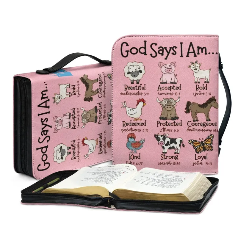 Christianartbag Bible Cover for Children, GOD Says I Am Bible Cover for Children, Cute Animal Bible Cover, Personalized Bible Cover, Bible Cover For Kids, Christian Gifts for Kids, CABCK01191023