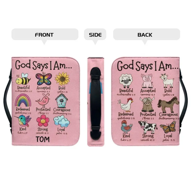 Christianartbag Bible Cover for Children, GOD Says I Am Bible Cover for Children, Cute Animal Bible Cover, Personalized Bible Cover, Bible Cover For Kids, Christian Gifts for Kids, CABCK01191023