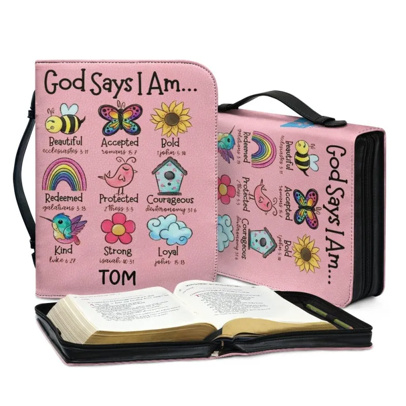 Christianartbag Bible Cover for Children, GOD Says I Am Bible Cover for Children, Cute Animal Bible Cover, Personalized Bible Cover, Bible Cover For Kids, Christian Gifts for Kids, CABCK01191023