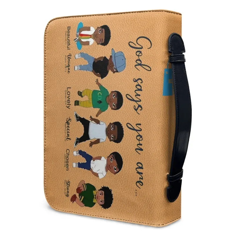 Christianartbag Bible Cover for Children, GOD Says You Are Bible Cover for Children, African Boys Bible Cover, Personalized Bible Cover, Bible Cover For Kids, Christian Gifts for Kids, CABCK03191023