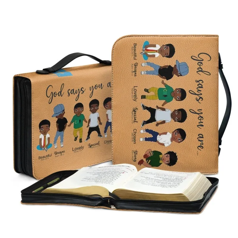 Christianartbag Bible Cover for Children, GOD Says You Are Bible Cover for Children, African Boys Bible Cover, Personalized Bible Cover, Bible Cover For Kids, Christian Gifts for Kids, CABCK03191023