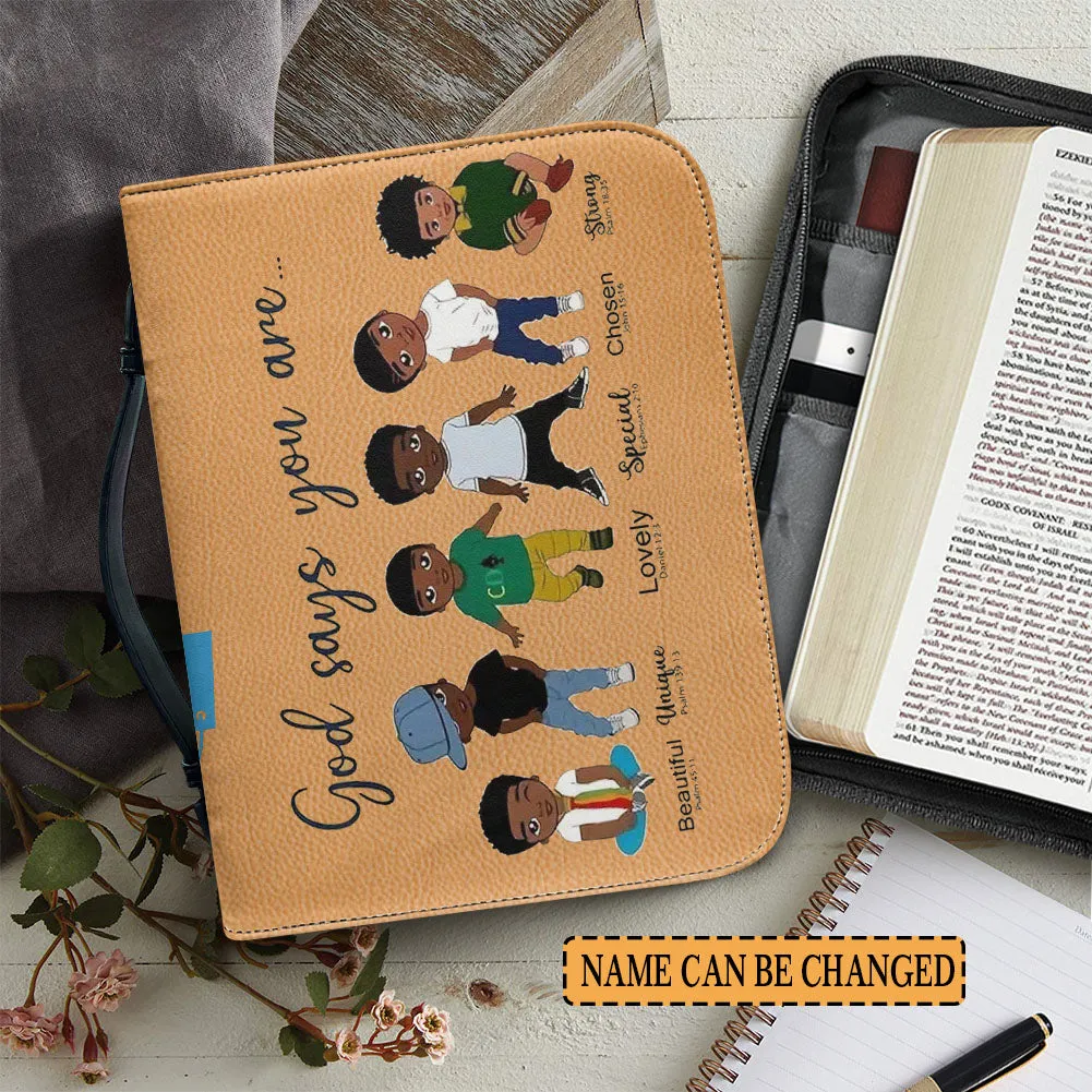 Christianartbag Bible Cover for Children, GOD Says You Are Bible Cover for Children, African Boys Bible Cover, Personalized Bible Cover, Bible Cover For Kids, Christian Gifts for Kids, CABCK03191023