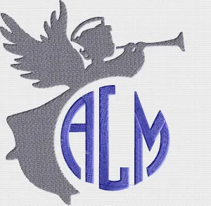Christmas Angel with trumpet Font  Font Frame Frame Monogram -Font not included - EMBROIDERY DESIGN - Instant download