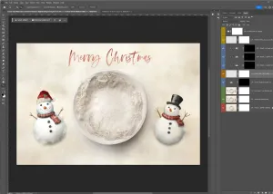 Christmas Snowman Watercolor Digital Background